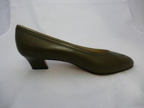Olive Green Block Heel Pump