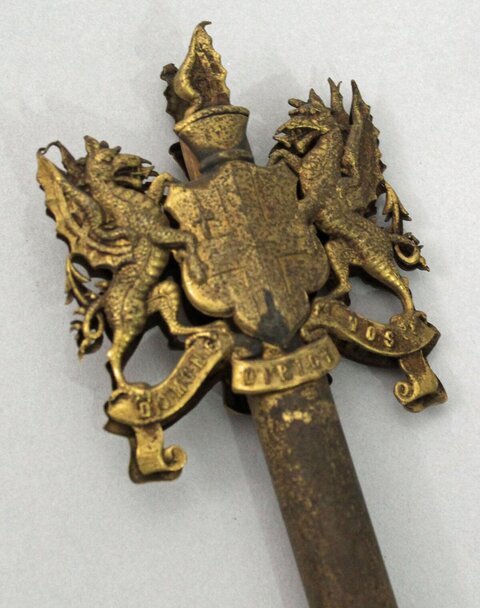 Antique Gilt Heraldic Staff Finial