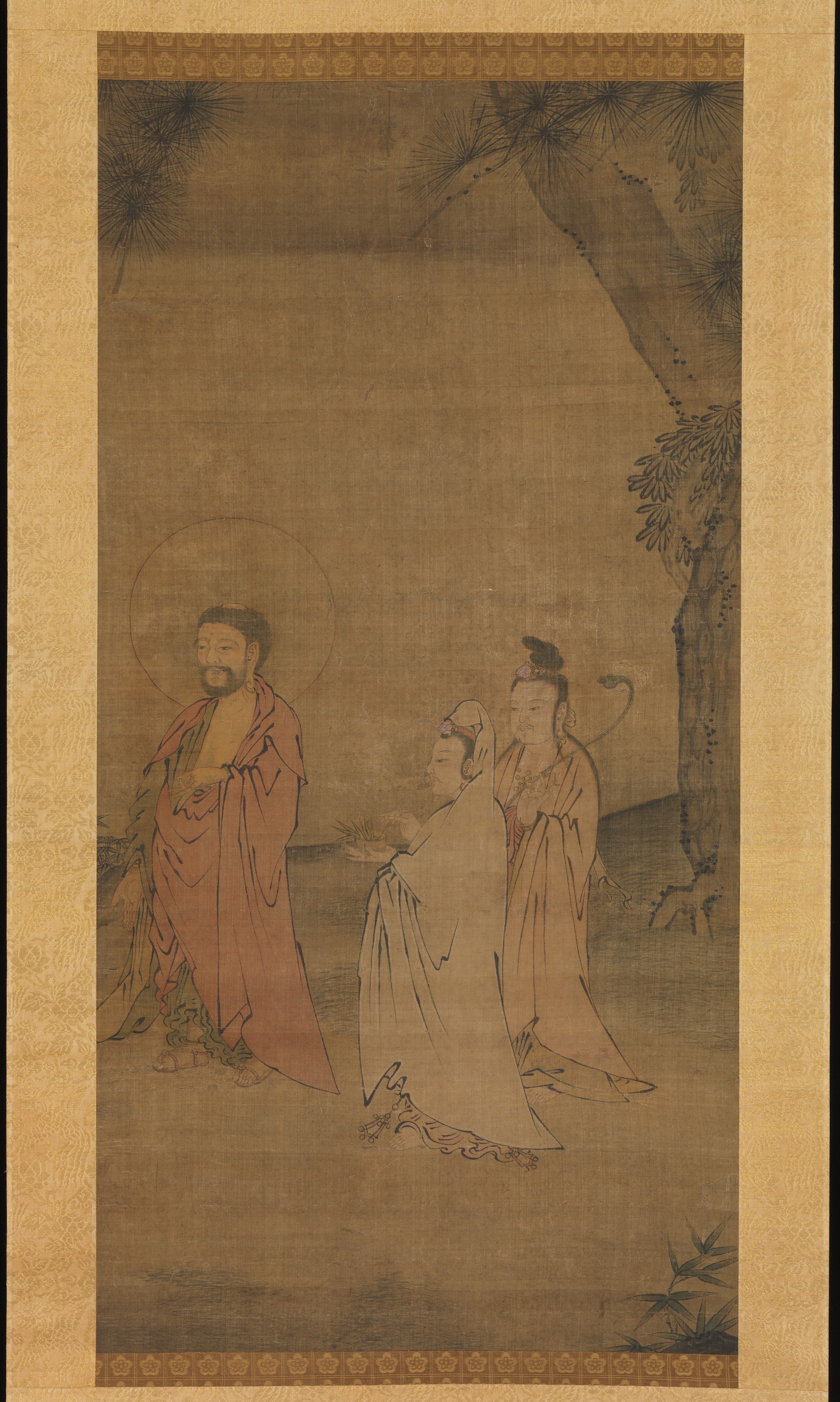 Ancient Painting of Three Buddhist Figures