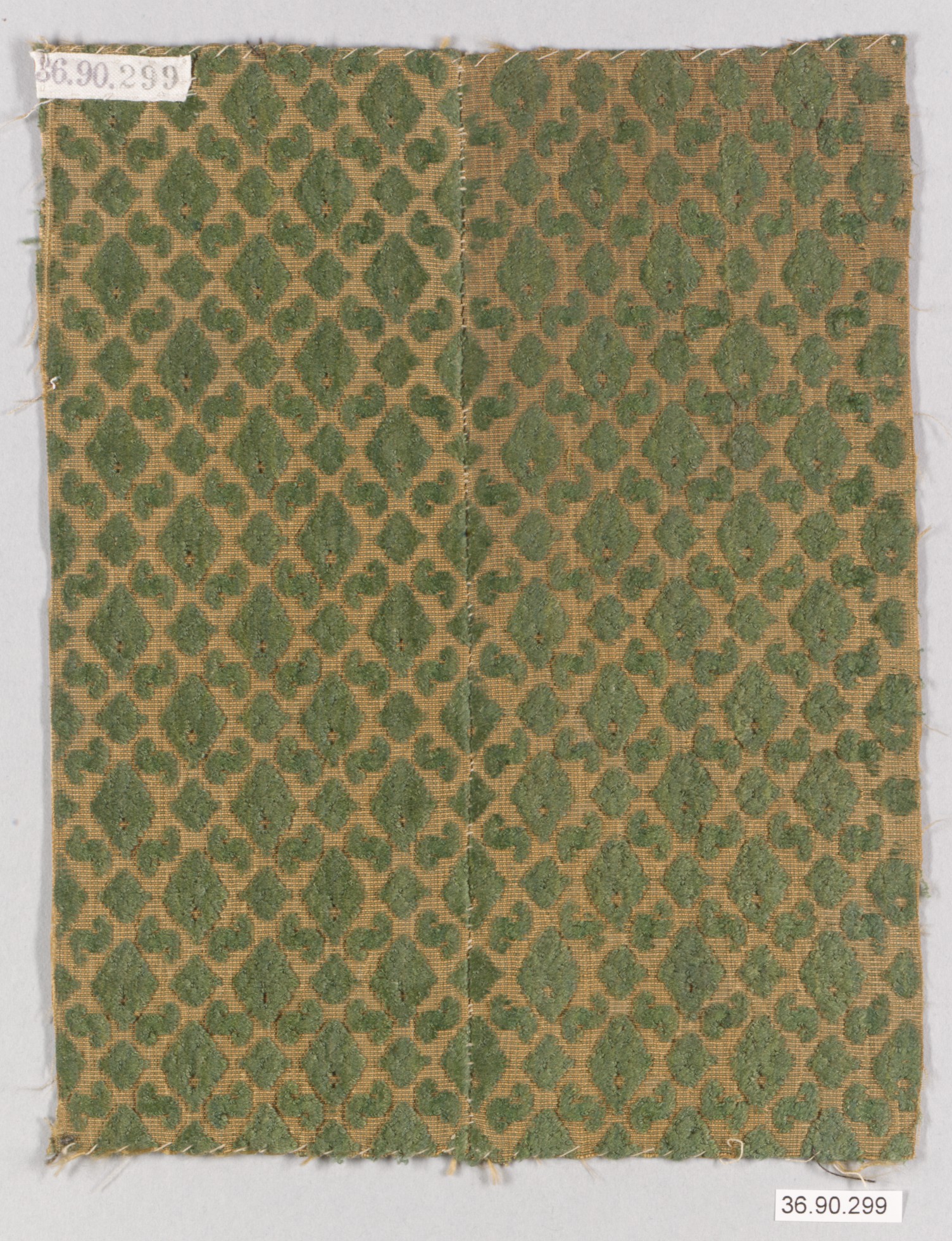 Green Diamond Pattern Antique Textile Fragment