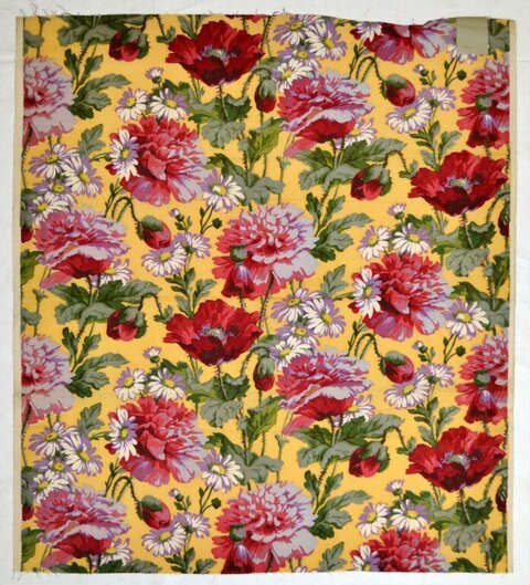 Yellow Floral Print Fabric Sample