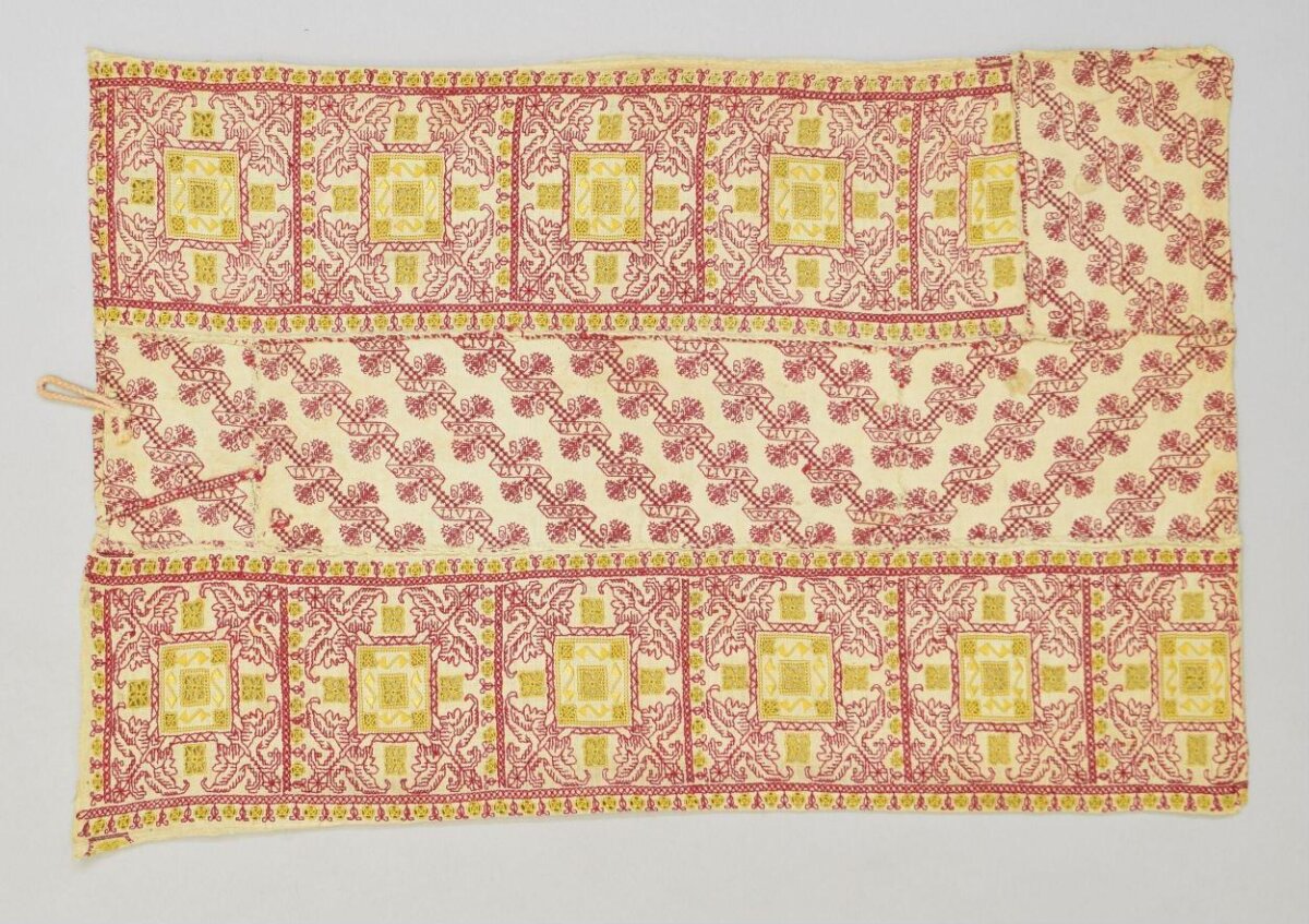 Red Yellow Embroidered Textile