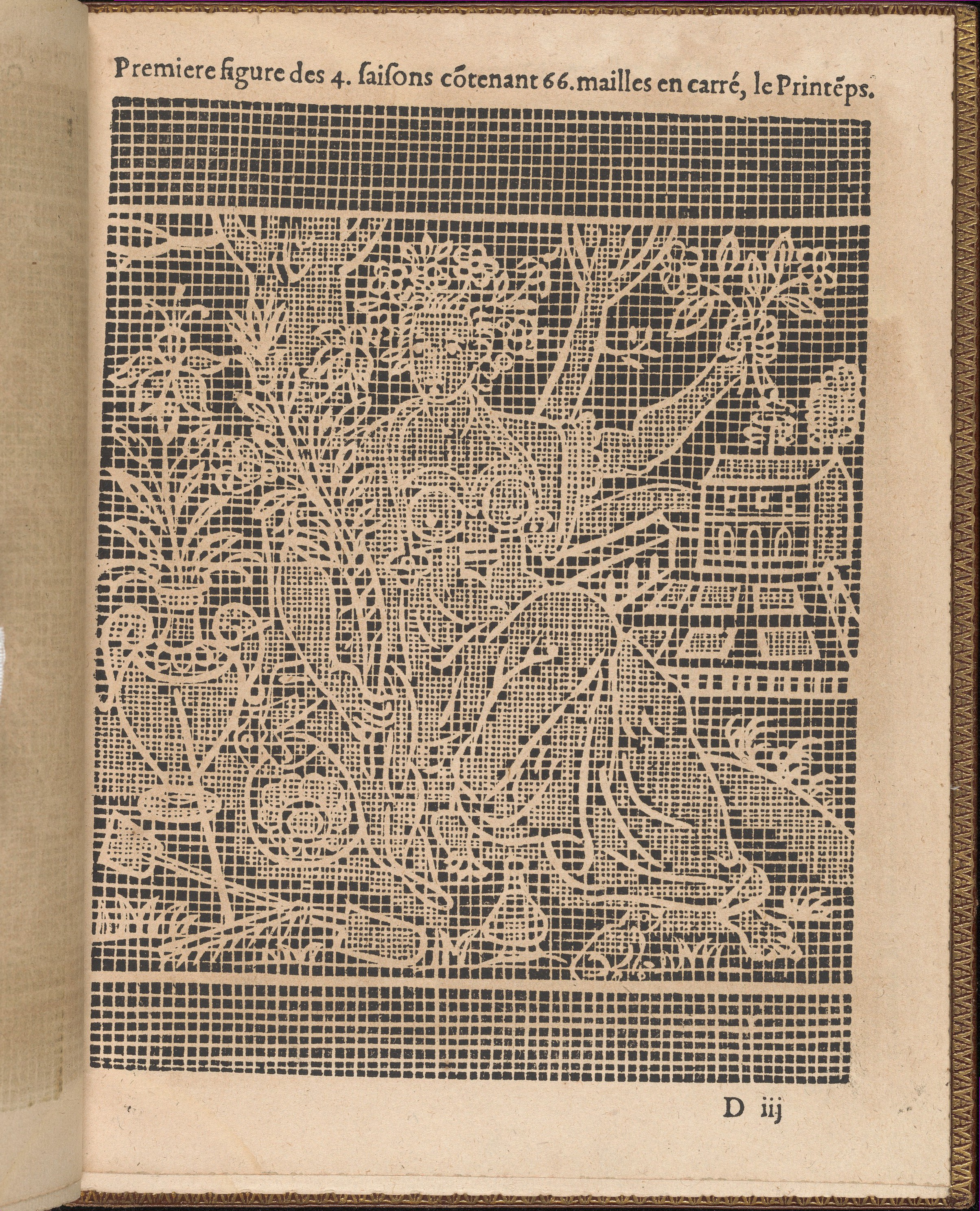 Antique Spring Embroidery Grid Pattern