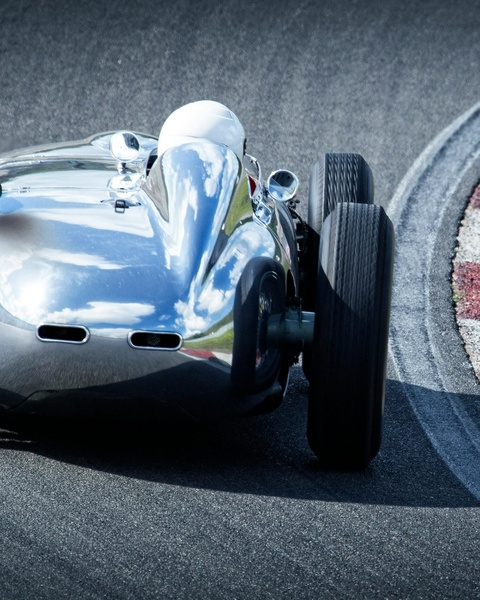 Polished Vintage Race Car on Racetrack