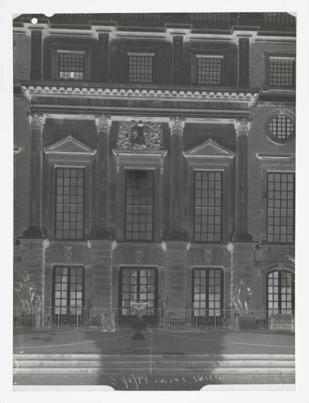 Black and White Negative of Classical Building Facade