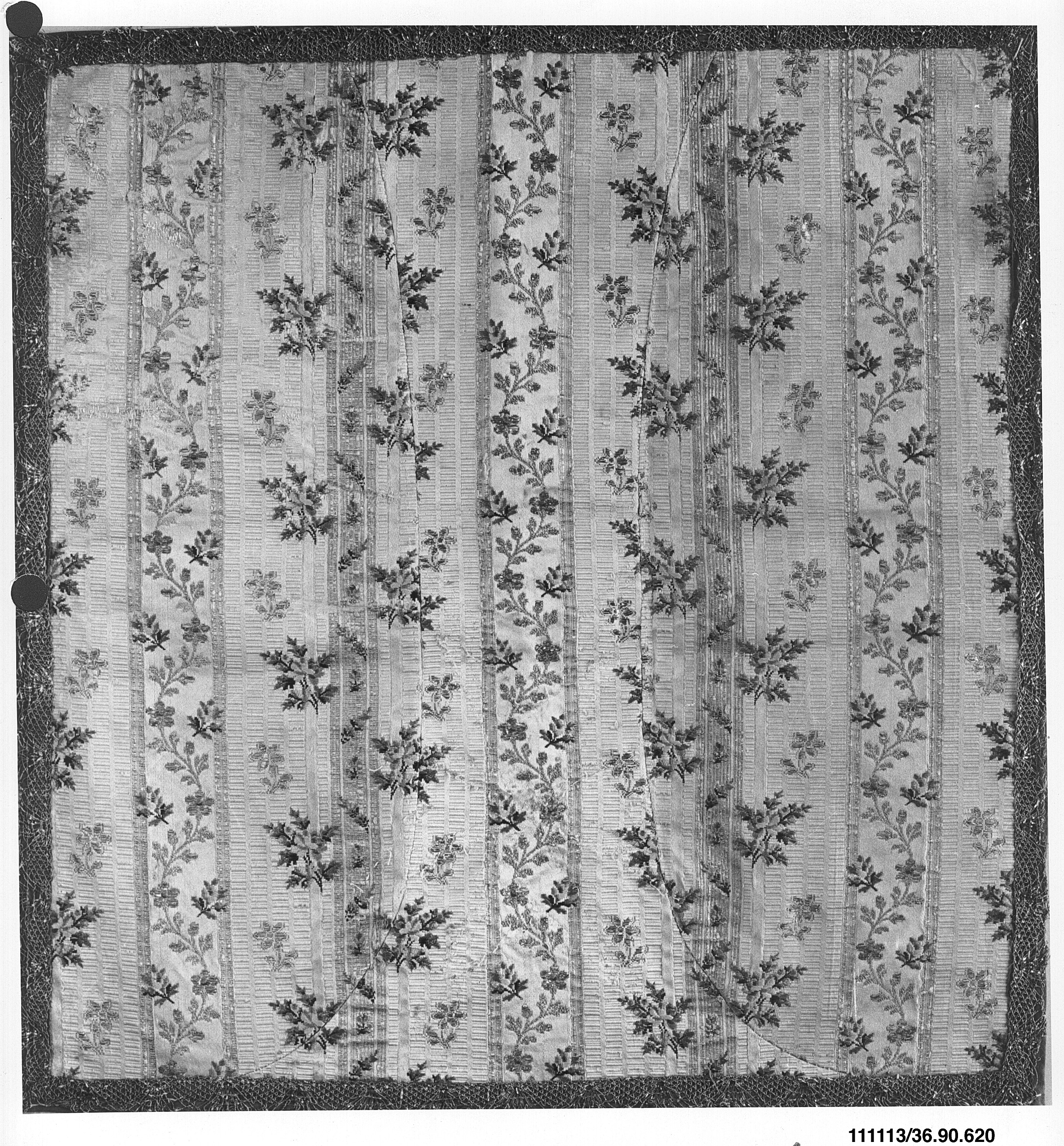 Antique Floral Striped Textile Sample