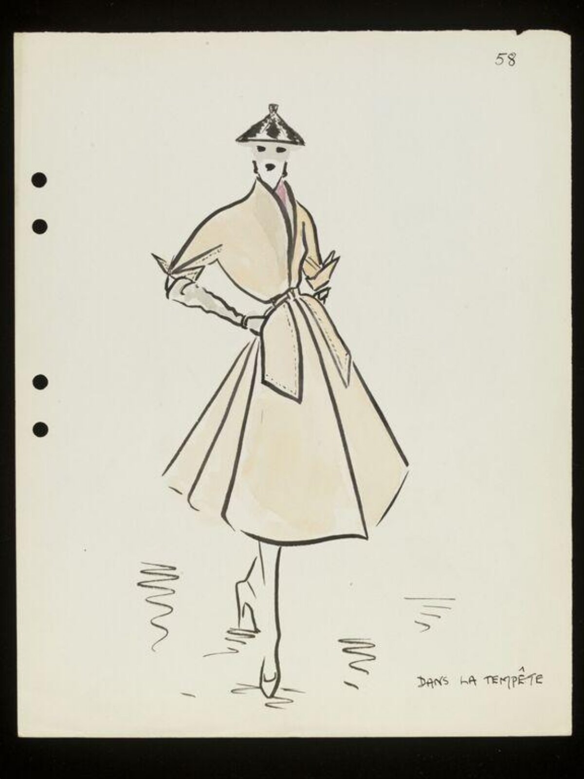 Vintage Women's Dress Fashion Sketch