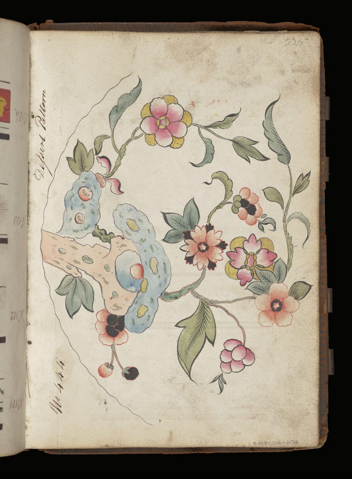 Antique Hand-painted Floral Pattern Sketch