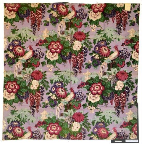 Vintage Floral Bird Print Fabric
