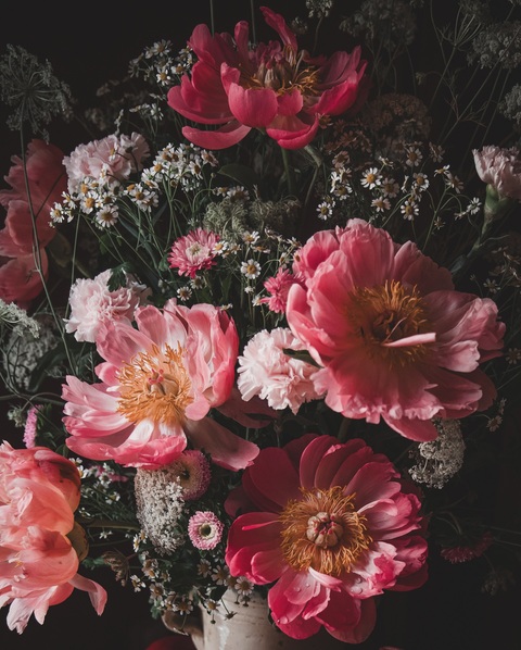 Moody Pink Peony Bouquet