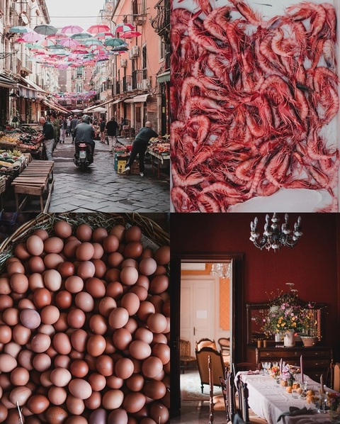 Four-Panel Food and Space Collage
