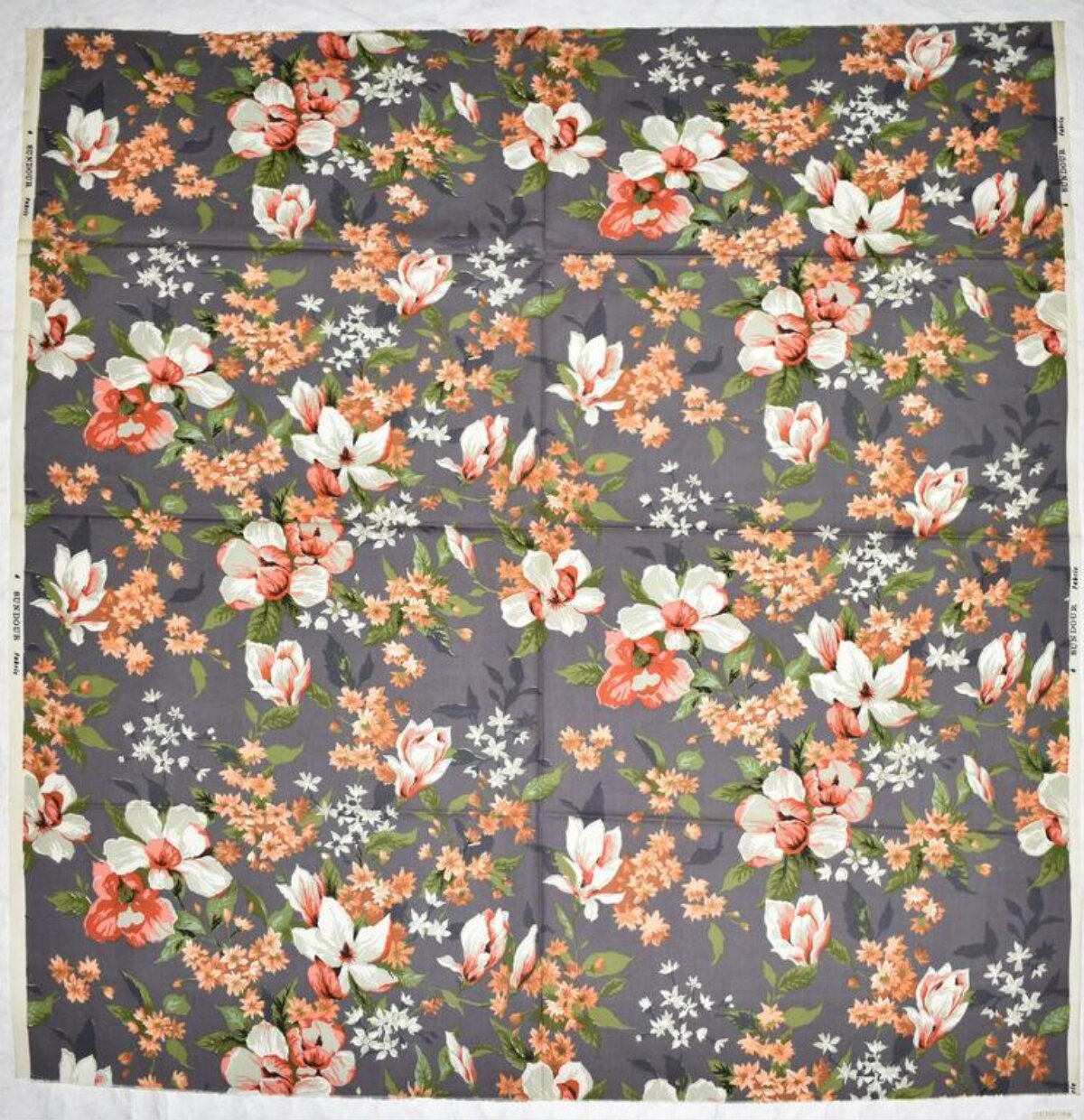 Dark Grey Floral Print Fabric