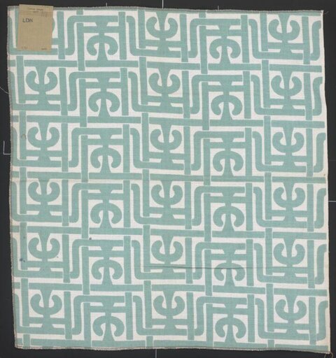 Teal Geometric Patterned Fabric Swatch