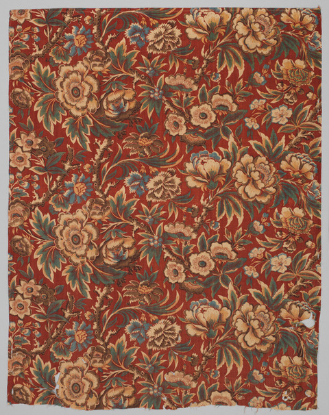 Red Background Floral Printed Textile