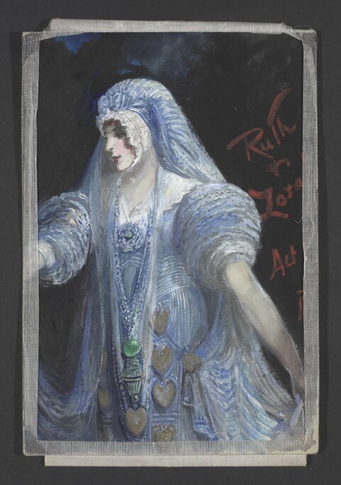 Costume Sketch of Woman in Blue Gown