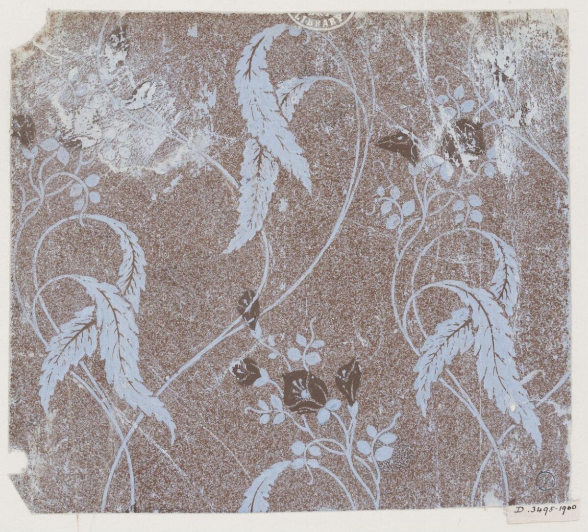 Antique Blue Vine Floral Wallpaper