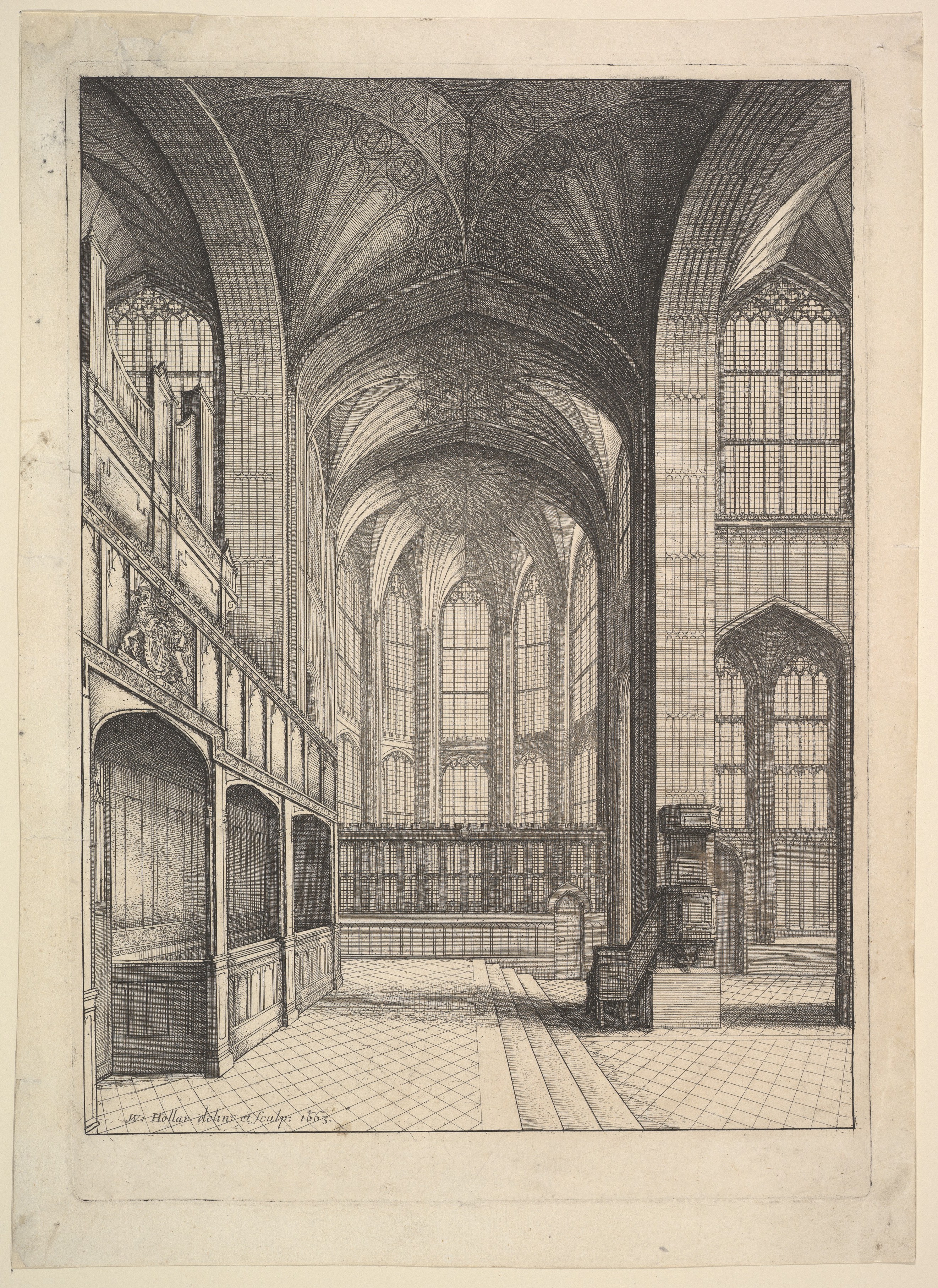 Gothic Chapel Interior Etching