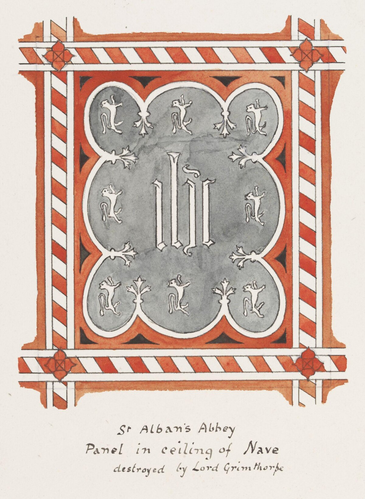 St Alban's Abbey Nave Ceiling Panel Sketch