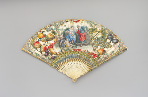Vintage Painted Folding Hand Fan