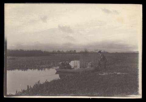 Vintage Fishing Scene by River