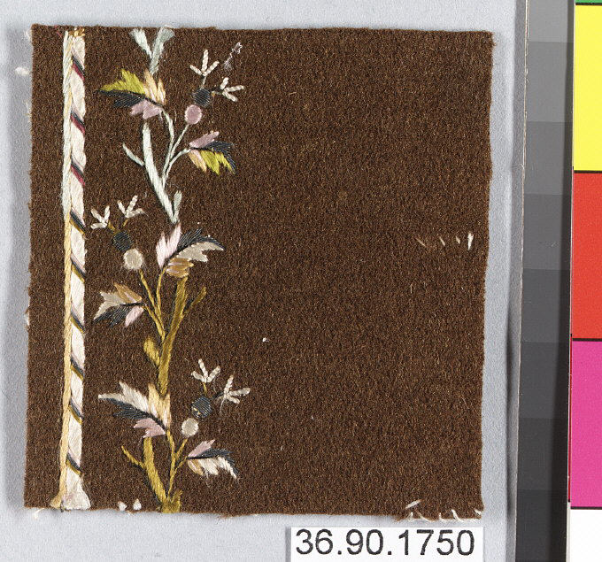 Embroidered Brown Wool Textile Fragment