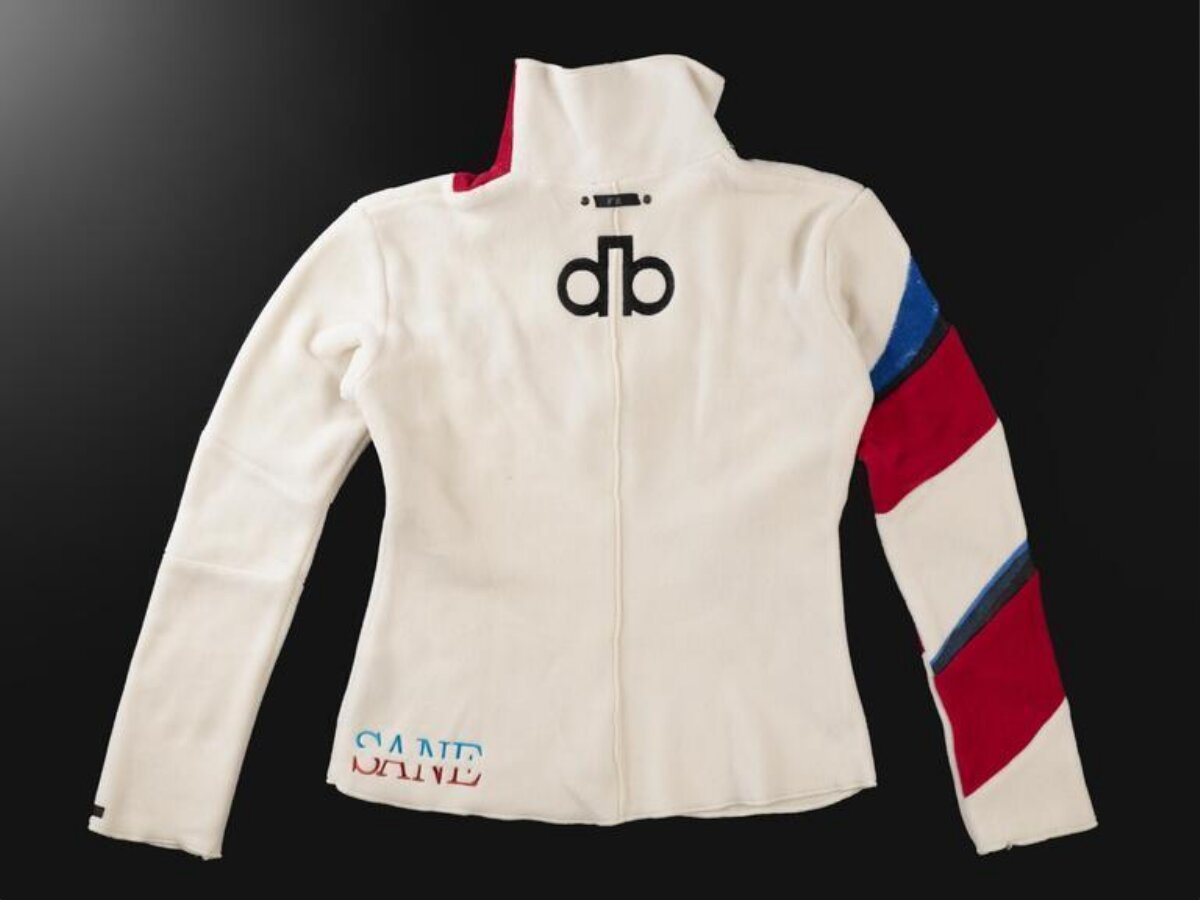 White Branded High Neck Sweater