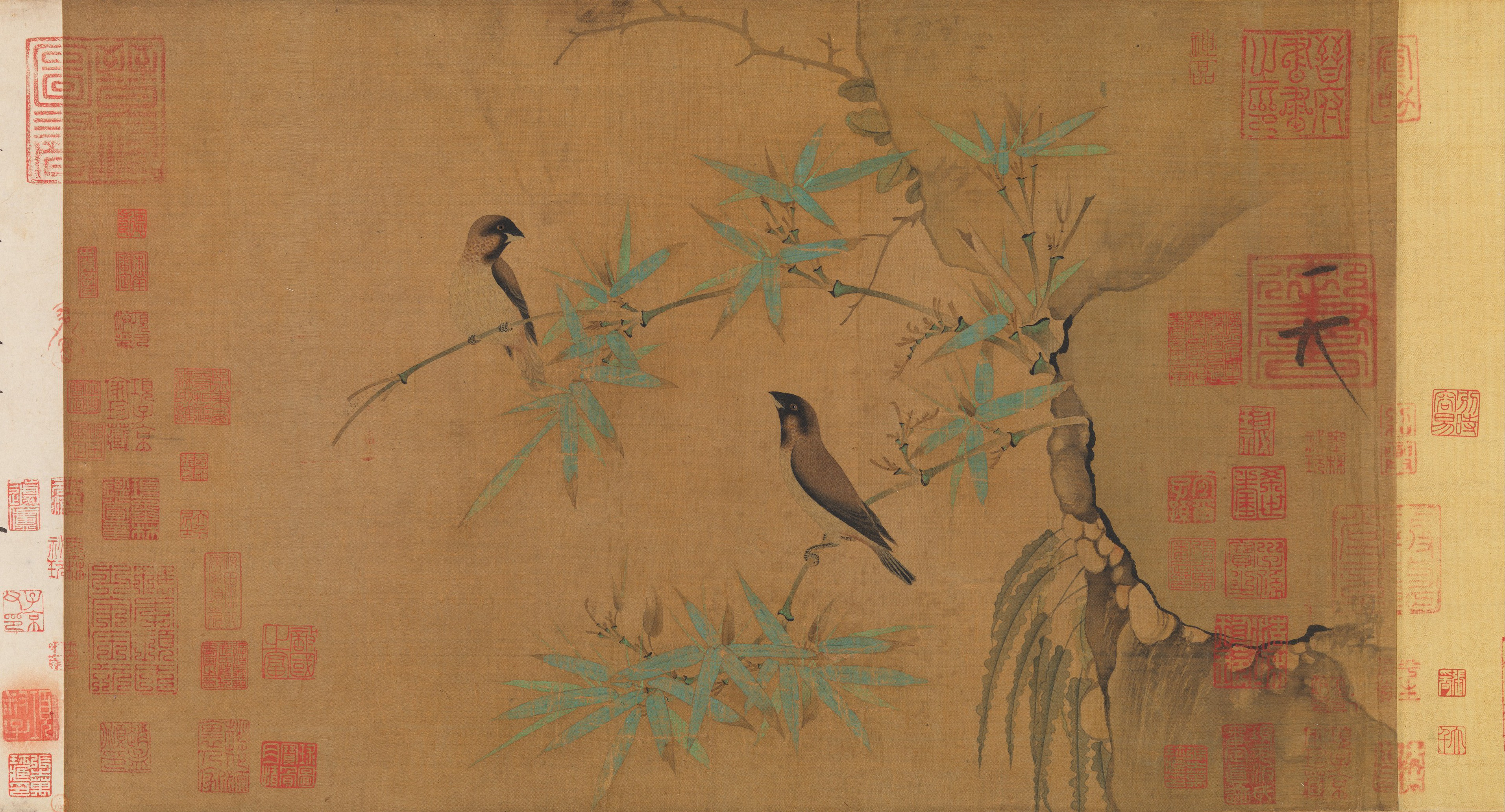 Ancient Chinese Bamboo and Birds Painting