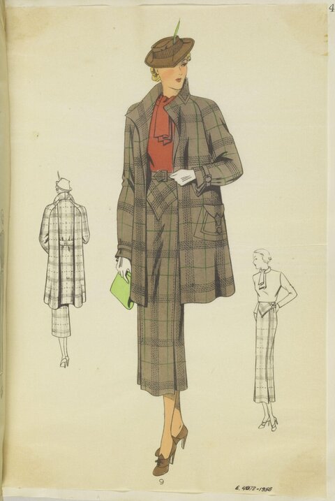 Vintage Plaid Suit Fashion Sketch