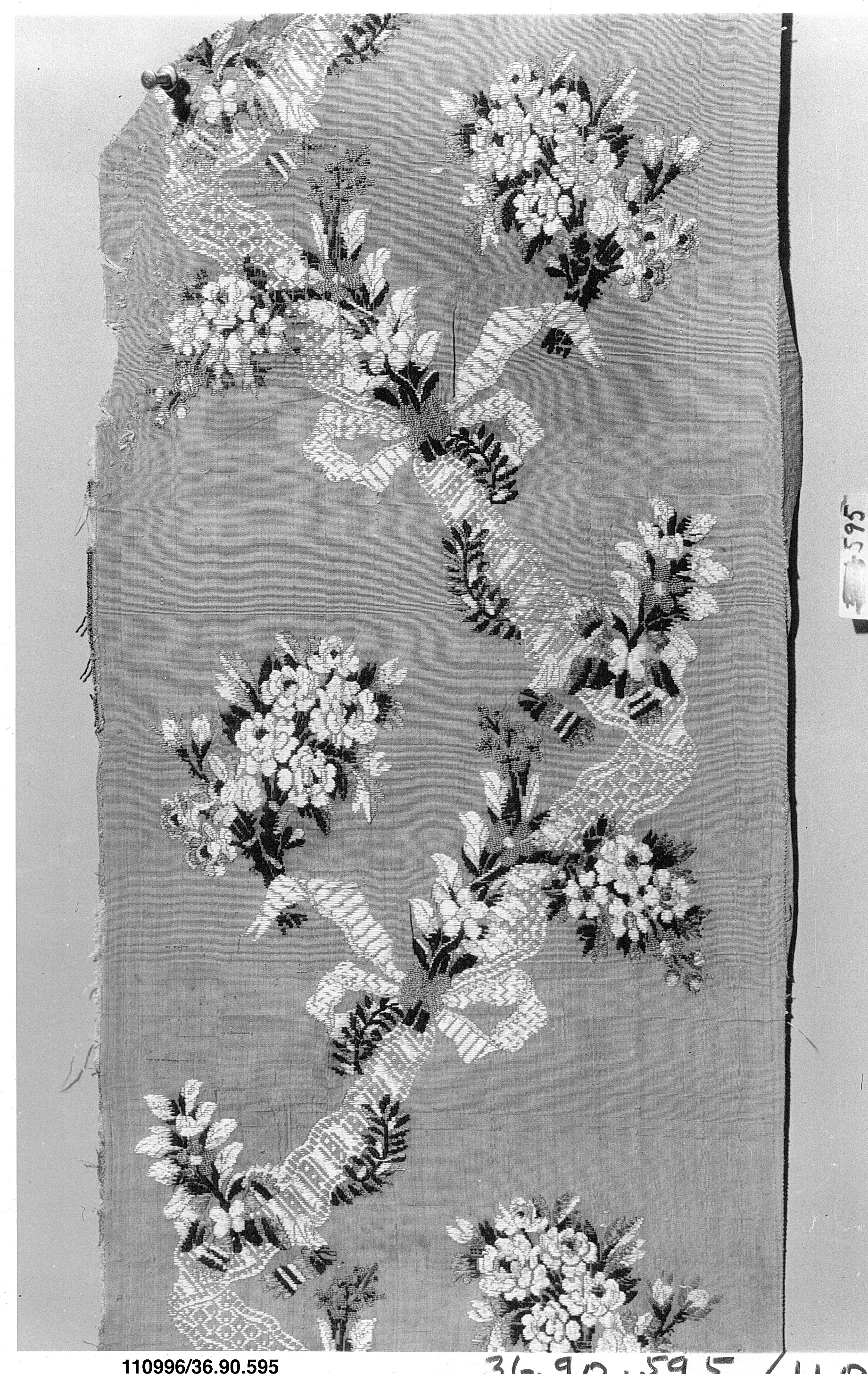 Antique Floral Woven Textile Fragment