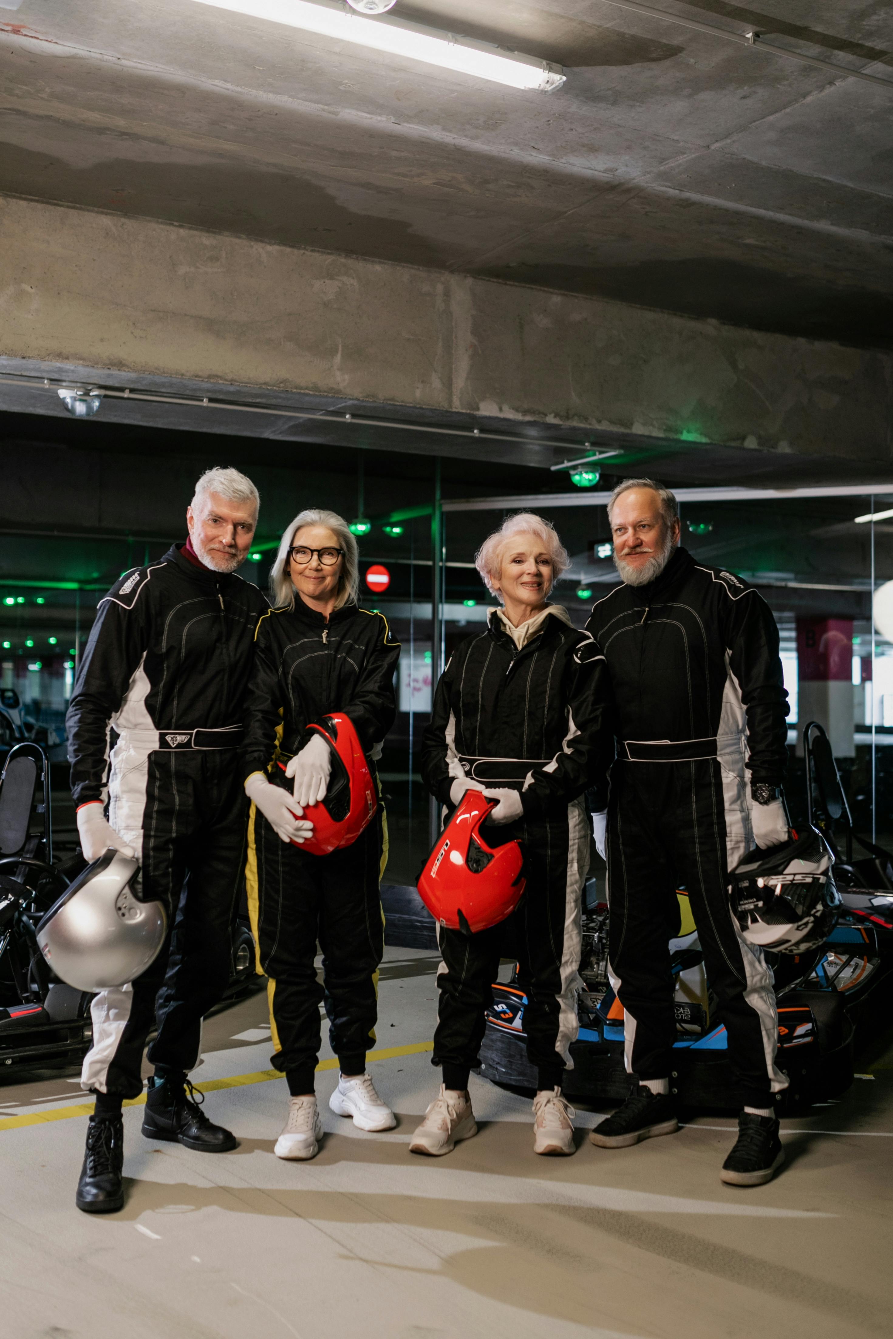Four Senior Go-Kart Racers