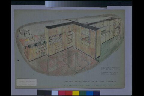 1945 Prefabricated Interior Design Sketch