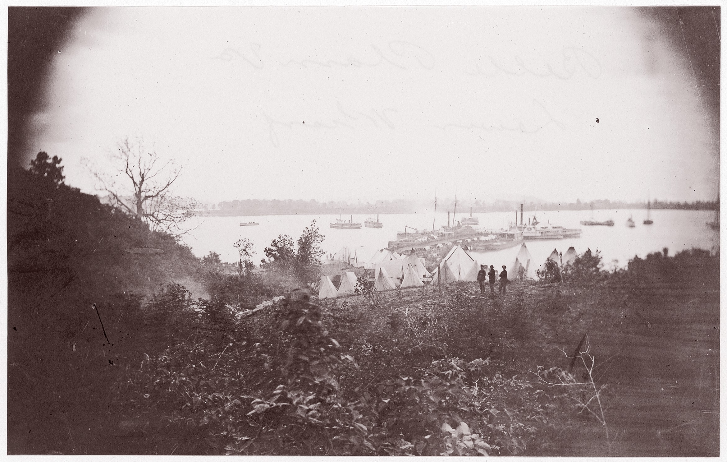 Vintage Military Camp by River