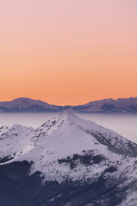 Snowy Mountain Sunset Landscape