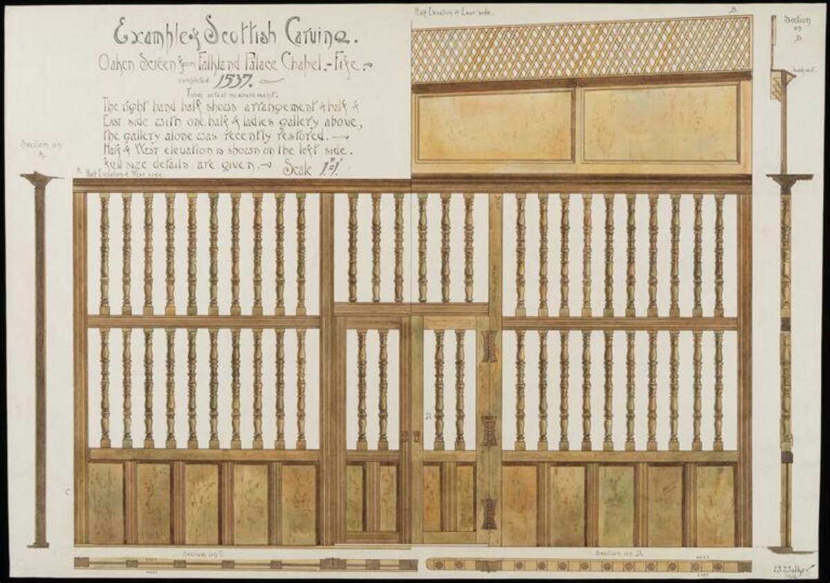 Falkland Palace Oak Screen Architectural Drawing