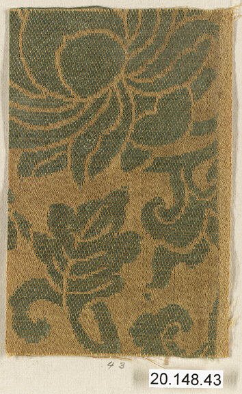 Antique Floral Woven Textile Fragment