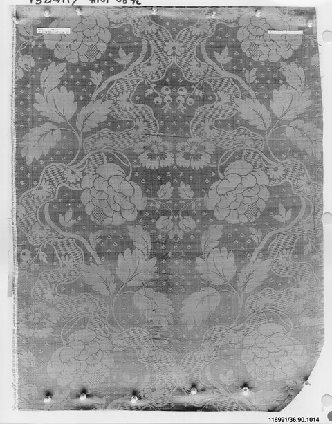 Antique Floral Pattern Textile Fragment