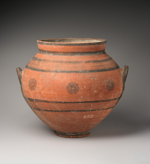 Ancient Painted Double-eared Pottery Jar