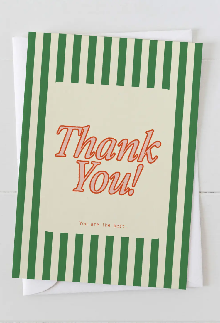 Green Striped Thank You Card