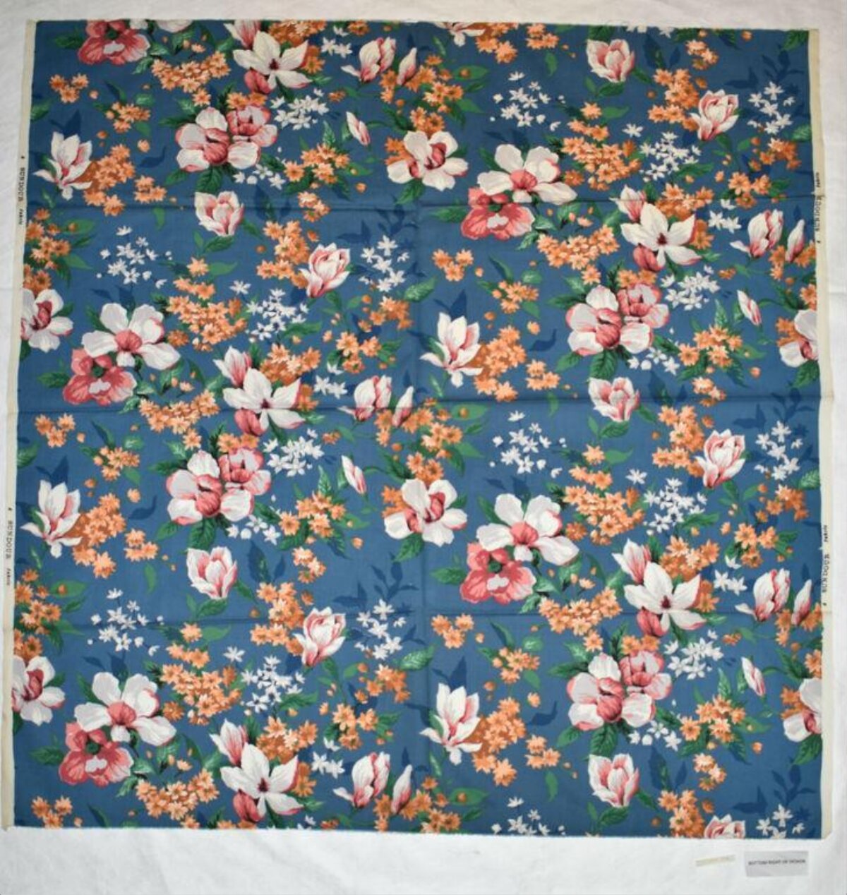 Blue Background Floral Print Fabric