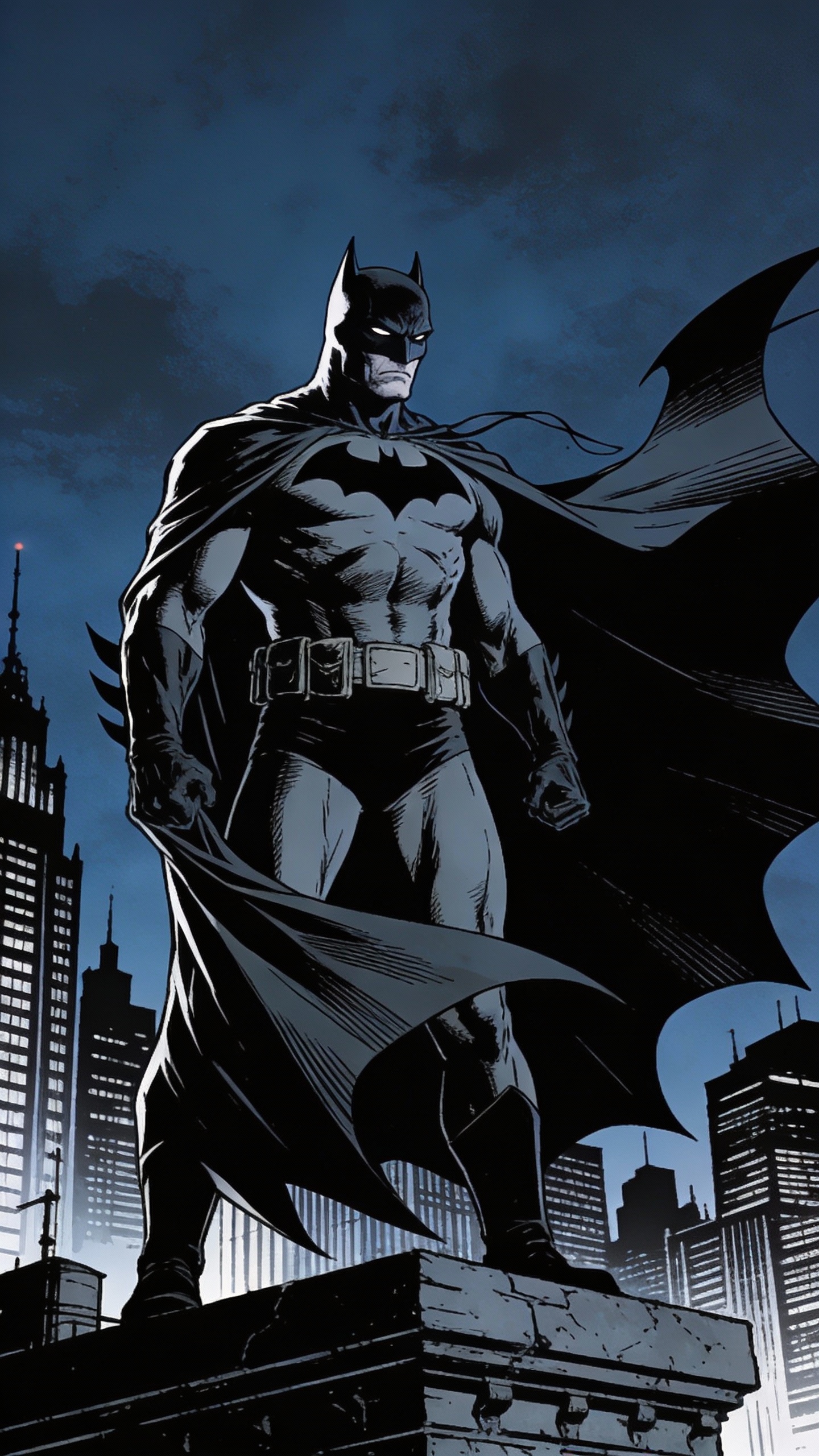 Batman Standing Over Gotham City