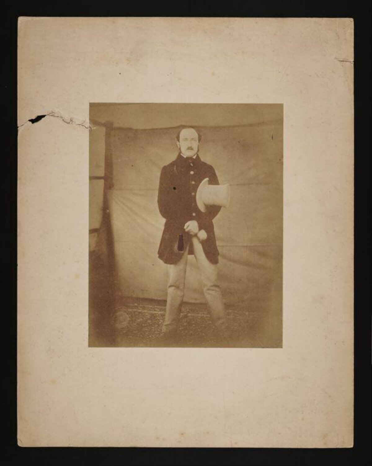 19th Century Portrait of Man Holding Top Hat