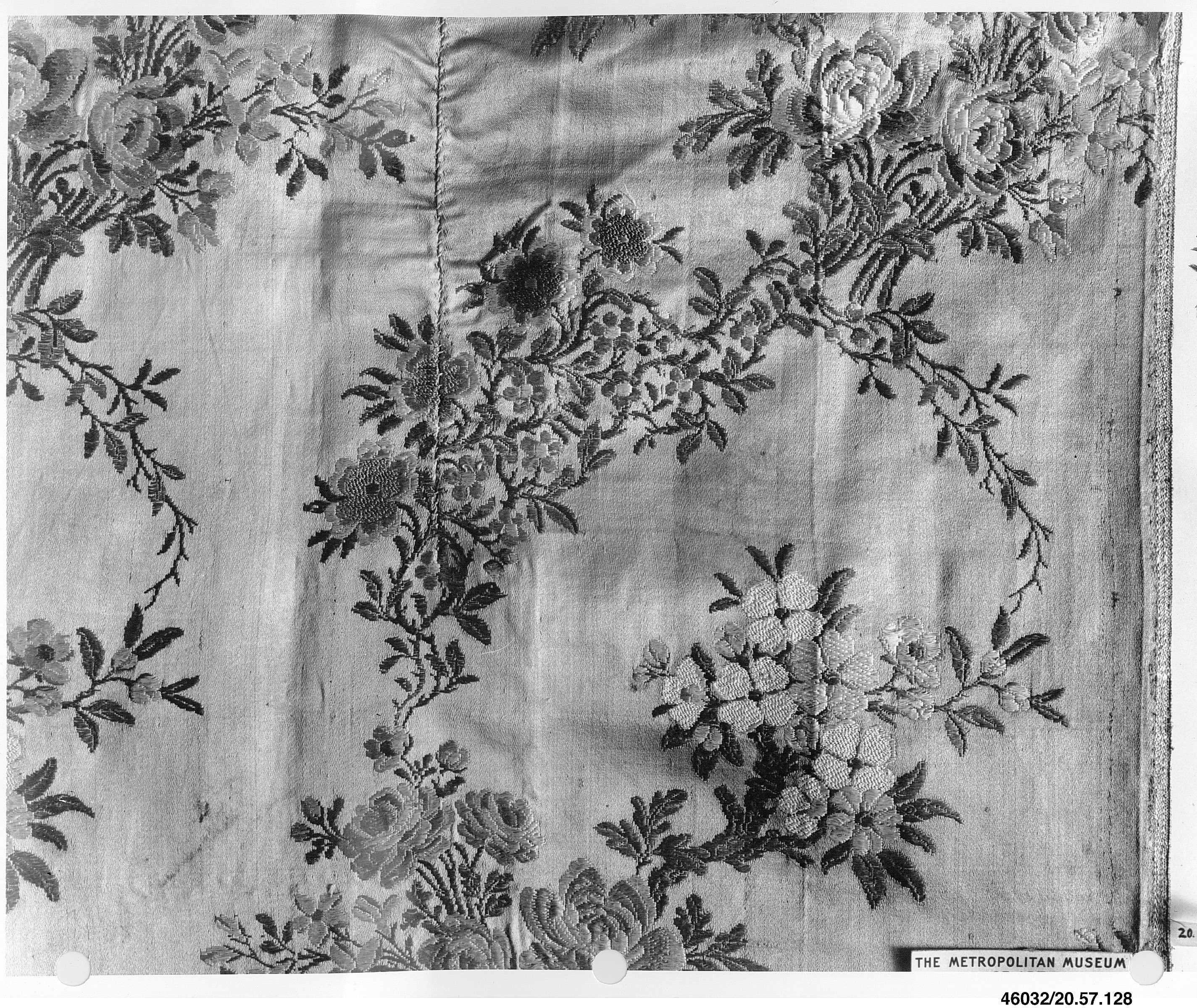 Antique Floral Woven Silk Textile