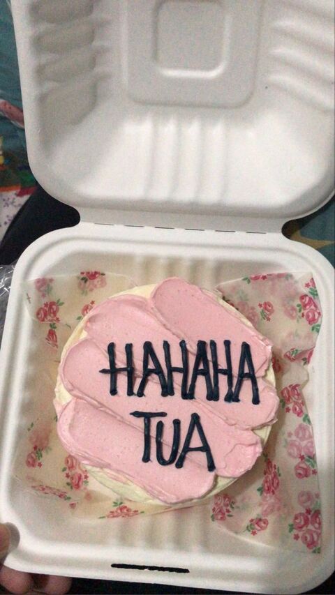Funny Text Decorated Bento Cake
