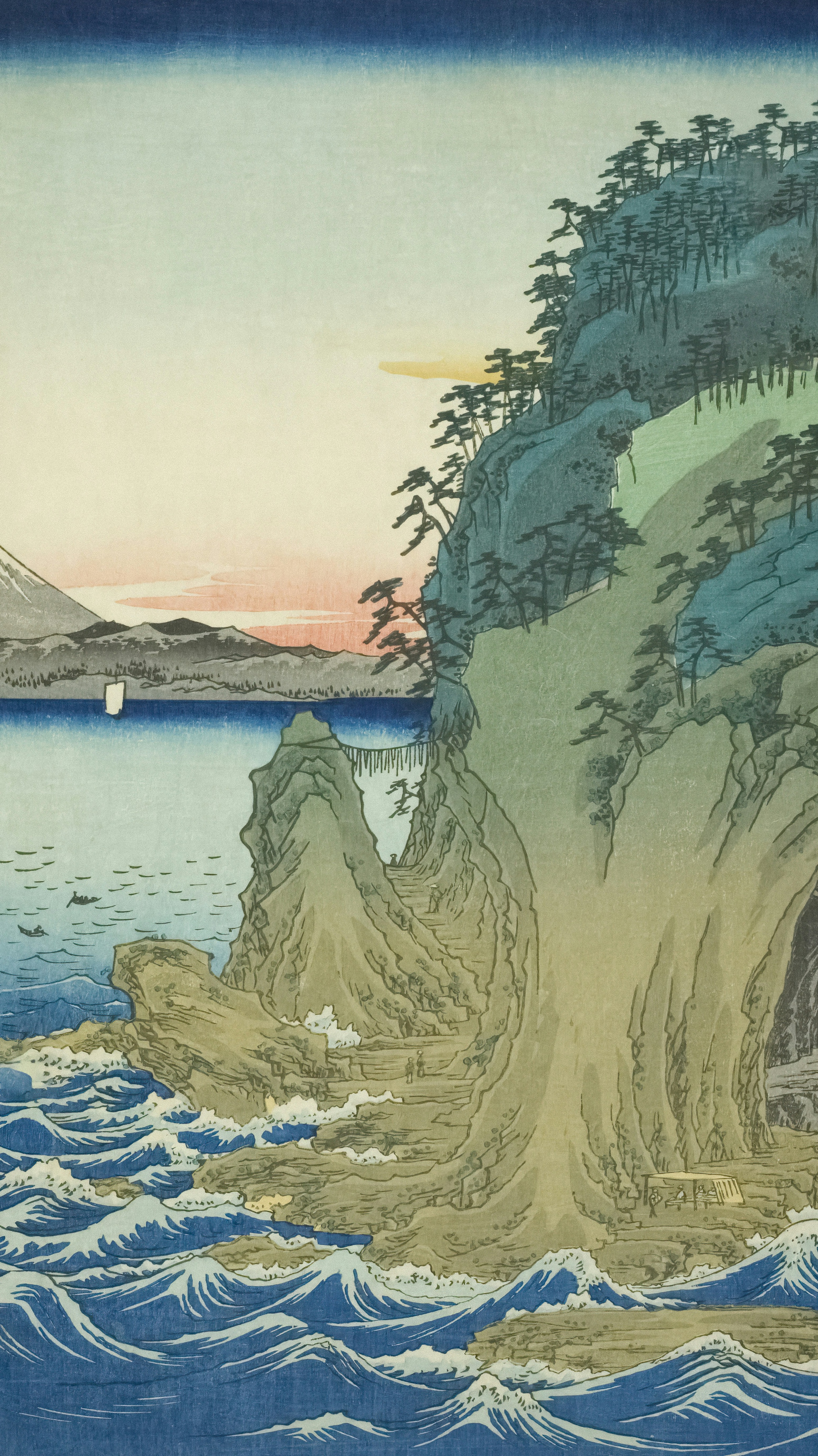 Ukiyo-e Coastal Landscape with Mount Fuji
