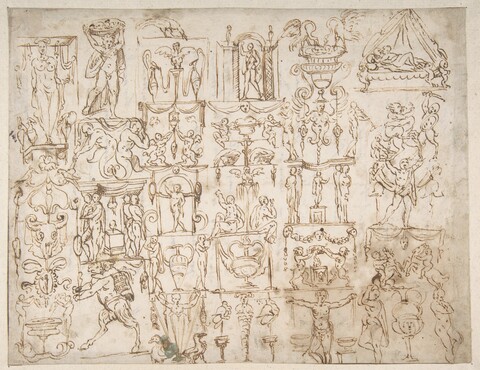 Pen Sketch of Decorative Figure Studies