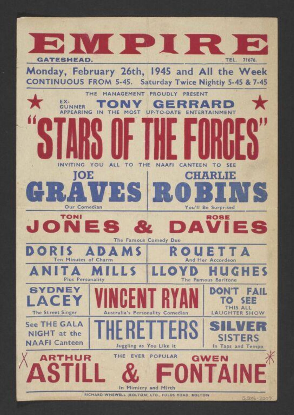 1945 Gateshead Empire Show Poster