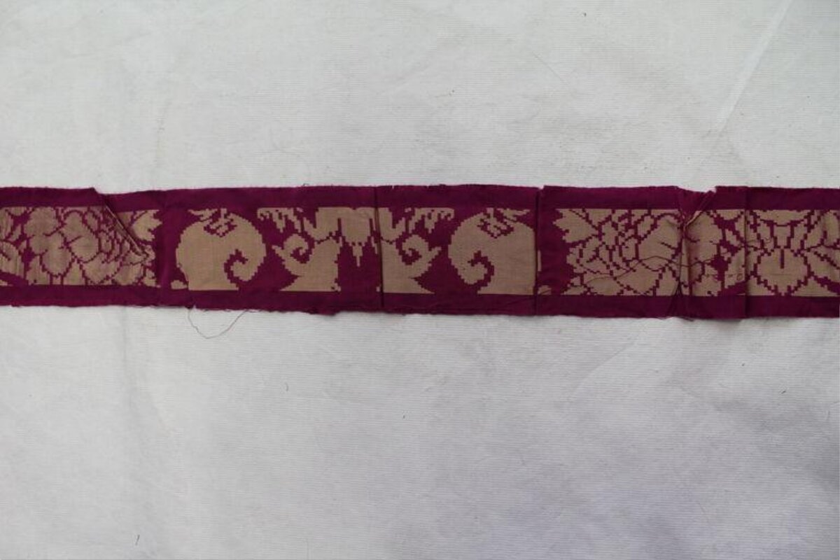 Purple Floral Patterned Fabric Strip