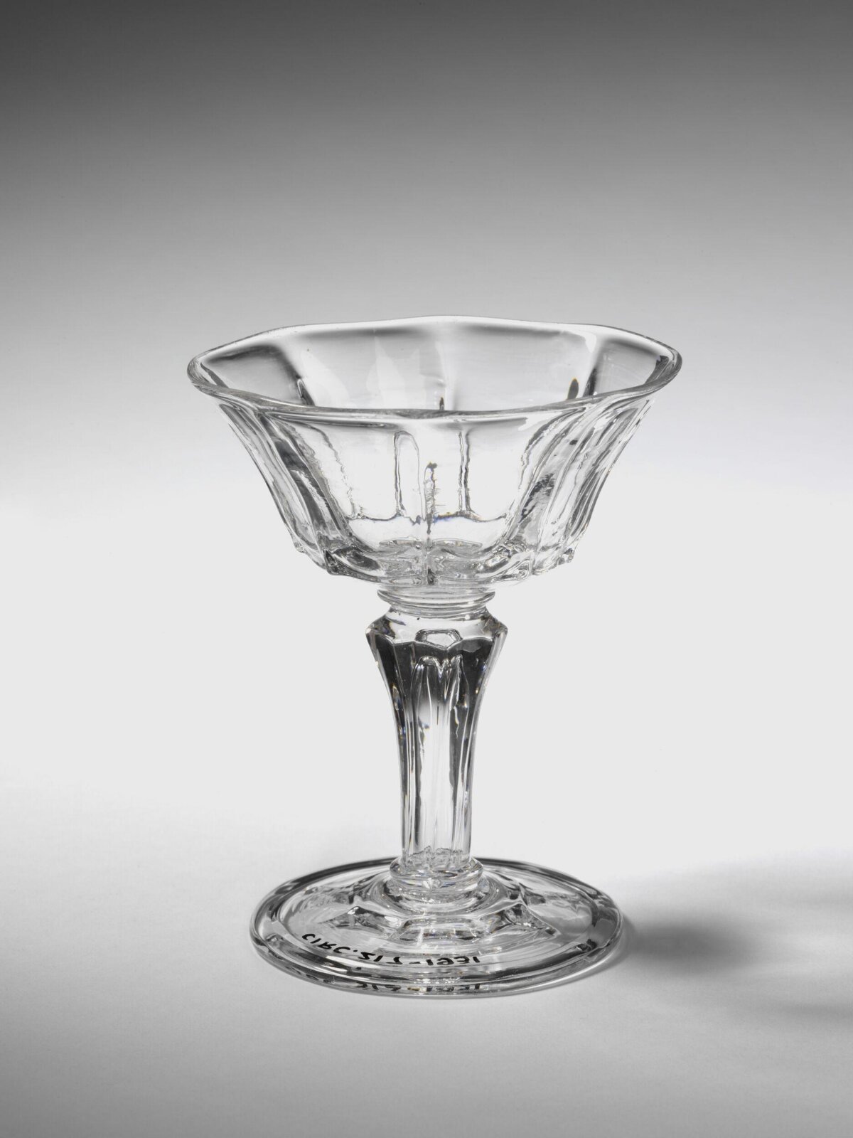 Antique Clear Glass Stemmed Bowl
