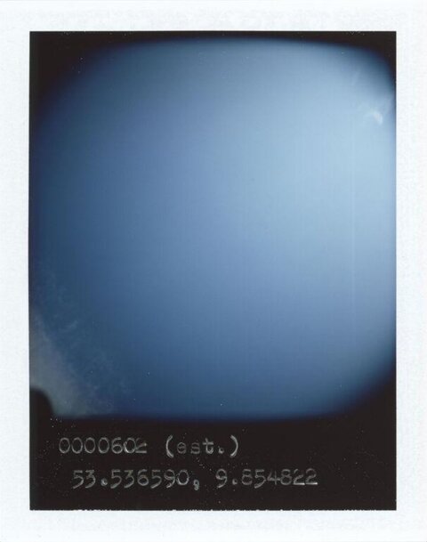 Polaroid Blue Sky with Handwritten Coordinates