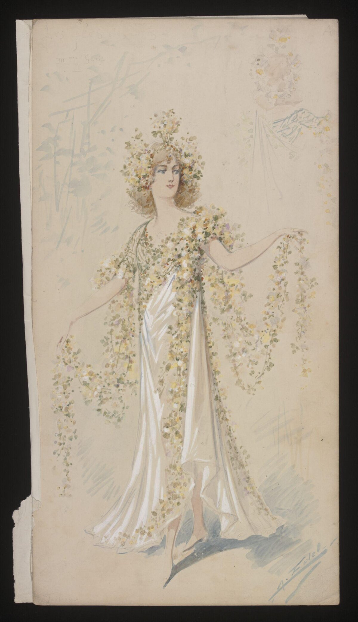 Flower Gown Costume Design Sketch